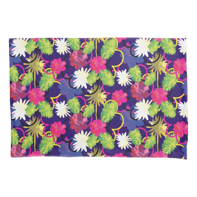 Green Pink Purple Tropical Exotic Abstract Floral (Frente)