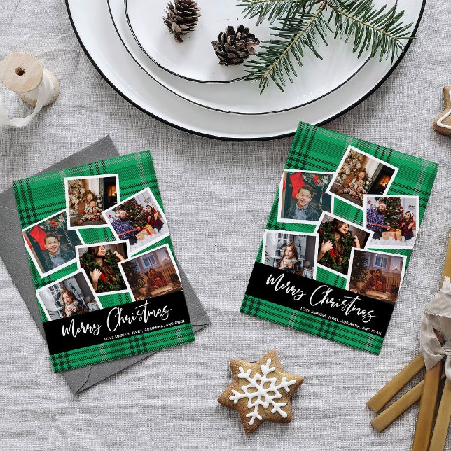 Green Plaid Multi Photo Merry Christmas (Criador carregado)