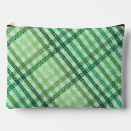 Green Plaid Print Cosmetic Bag