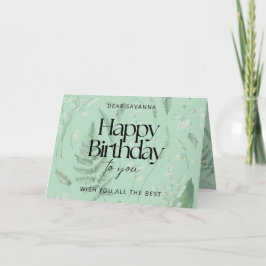 Green Sage Lily do Cartão de Aniversário Personali