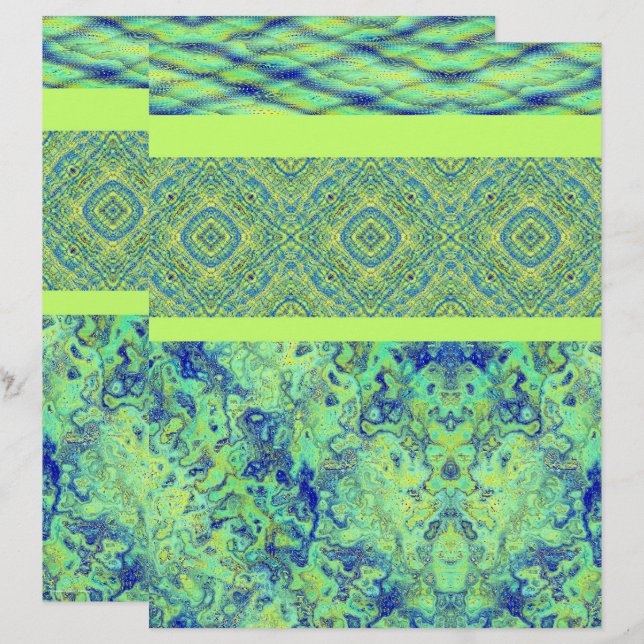 Green Sampler Scrapbook Paper 2-Sided Page (Frente/Verso)