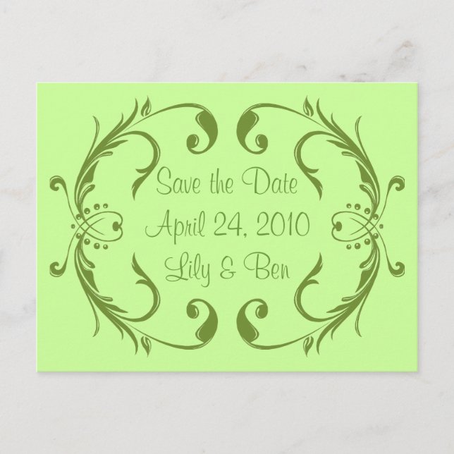 Green Save the Date Card (Salvar verde no cartão d (Frente)