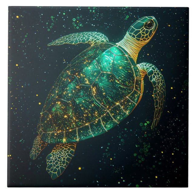 Green Sea Turtle on Dark Background (Frente)