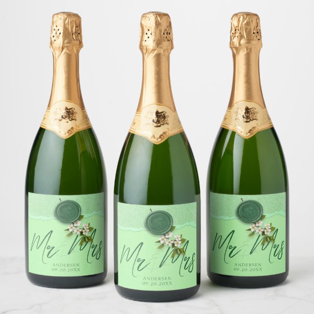 Green Seal Wedding Wine Label Sparkling Wine Labe (Garrafas)