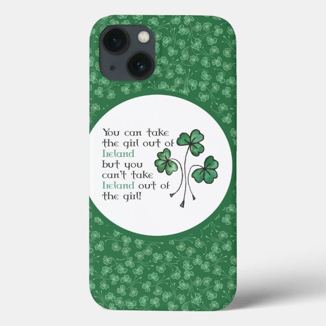 Green Shamrocks Irish Girl Cotação iPad Case (Verso)