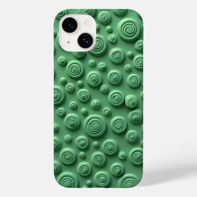 Green Spiral Texture iPhone Case Modern Look (Verso)