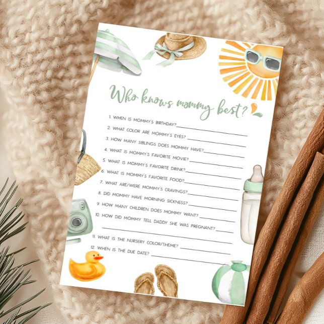 Green Splash Baby Que Sabe O Melhor Jogo Da Mamãe (Summer Baby Bash Baby Shower Who knows Mommy Best Game)