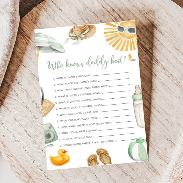 Green Splash Baby Que Sabe O Melhor Jogo Do Pai (Summer Baby Bash Baby Shower Who knows Daddy Best Game)