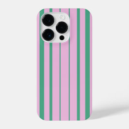 Green Stripes and Soft Pink iPhone 14 Pro Case