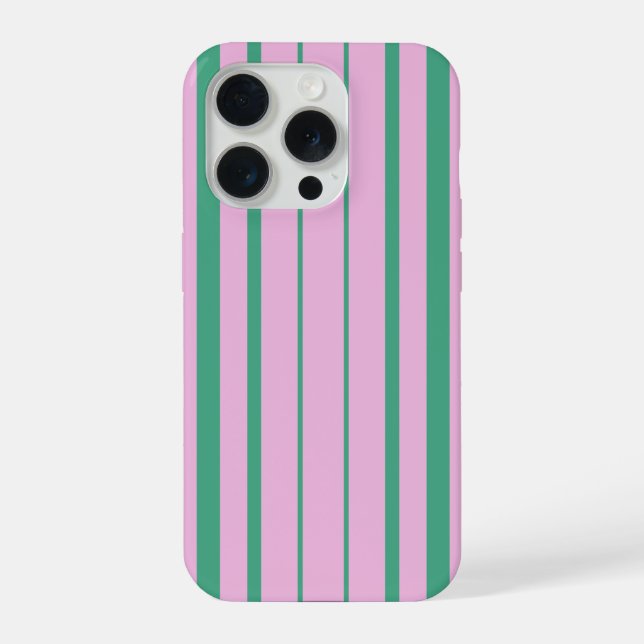 Green Stripes and Soft Pink iPhone 15 Pro Case (Verso)