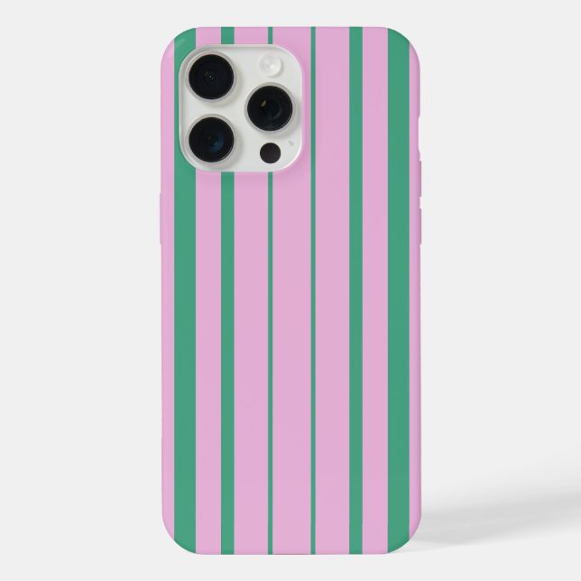 Green Stripes and Soft Pink iPhone 15 Pro Max Case (Verso)