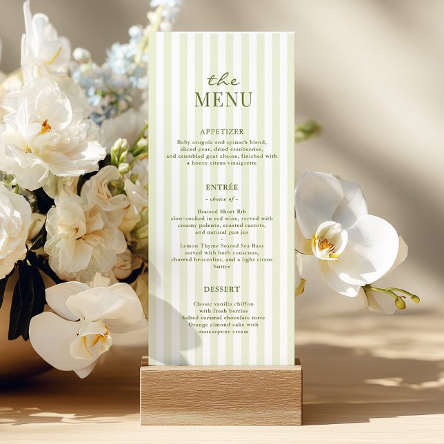 Green Stripes Wedding Menu (Criador carregado)