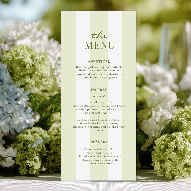 Green Stripes Wedding Menu (Criador carregado)