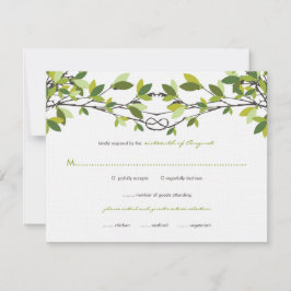 Green Summer Knotted Love Trees Weding RSVP Card