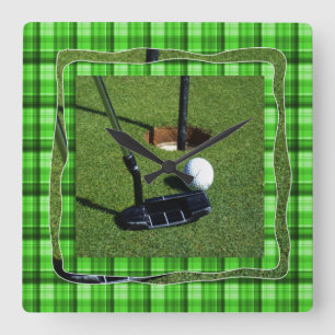 Green Tartan Golf Club Par, Relógio de Parede
