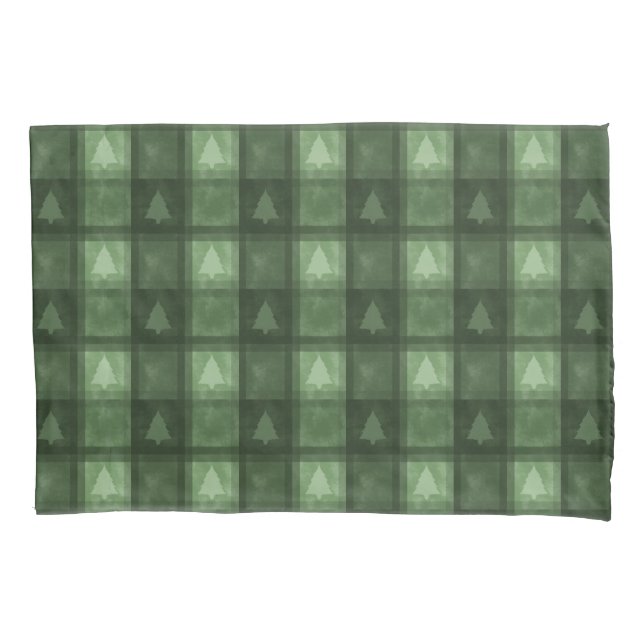 Green Textured Plaid And Fir Tree Shapes Christmas (Frente)
