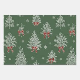 Green Toile Christmas Tree Pattern