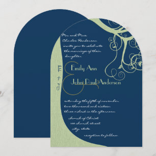 Green Tree Swirls em Convite para Casamento à Meia