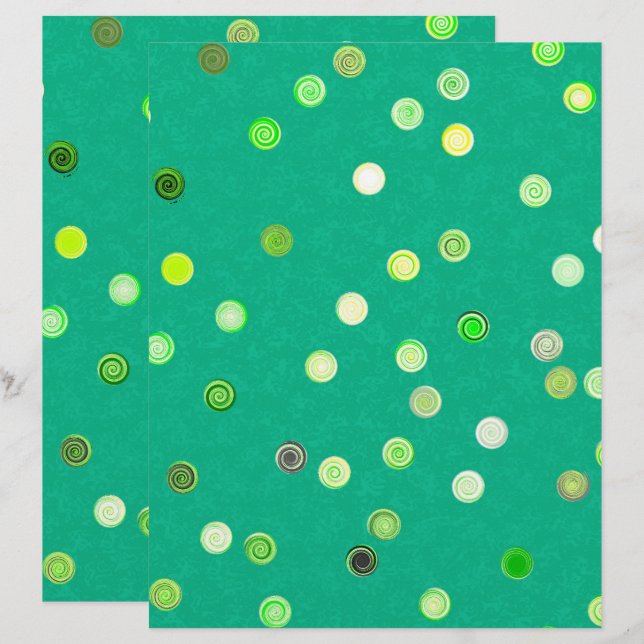 Green Twisty Polka Dot Spiral 2-Sided Scrap Paper (Frente/Verso)
