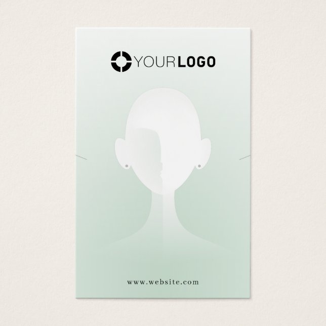 Green unique portrait custom logo earring display (Frente)