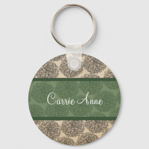 Green Vintage Zinnia Chaveiro
