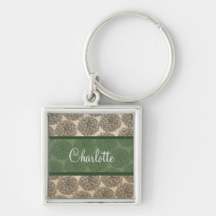 Green Vintage Zinnia Premium Chaveiro