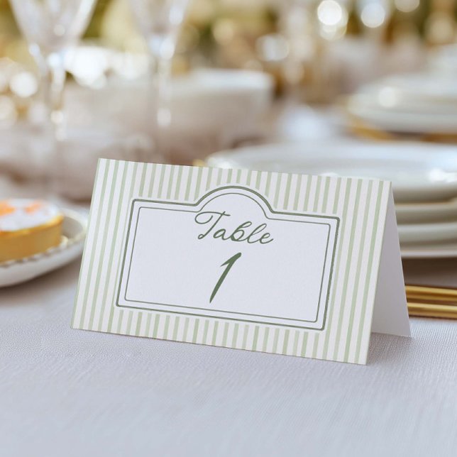 Green Wedding Striped Table Number (Criador carregado)