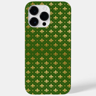 GREEN WITH GOLD FLEUR DI LIS PATTERN