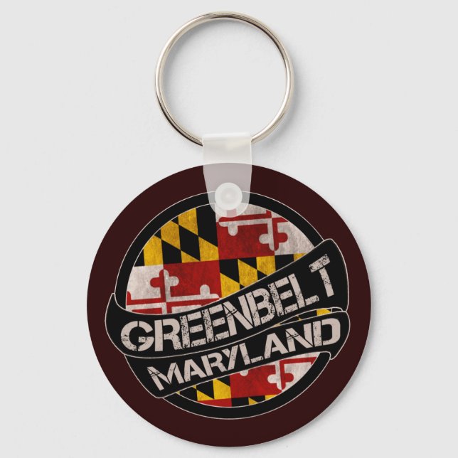 Greenbelt Maryland flag grunge chaveiro (Frente)