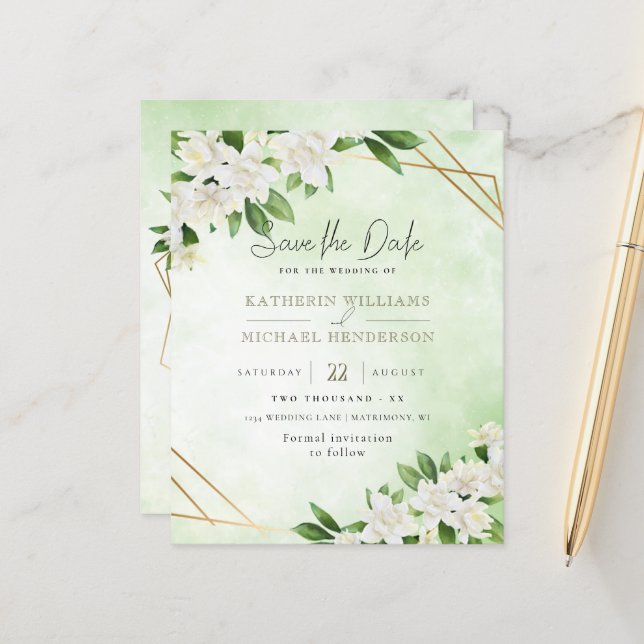 GREENERAÇÃO GEOMÉTRICA FLORAL ELEANTE SALVAR A DAT (Frente/Verso In Situ)