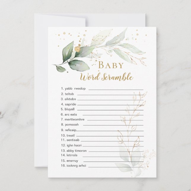 Greenerage Foliage Bebê Jogo de Palavras (Frente)