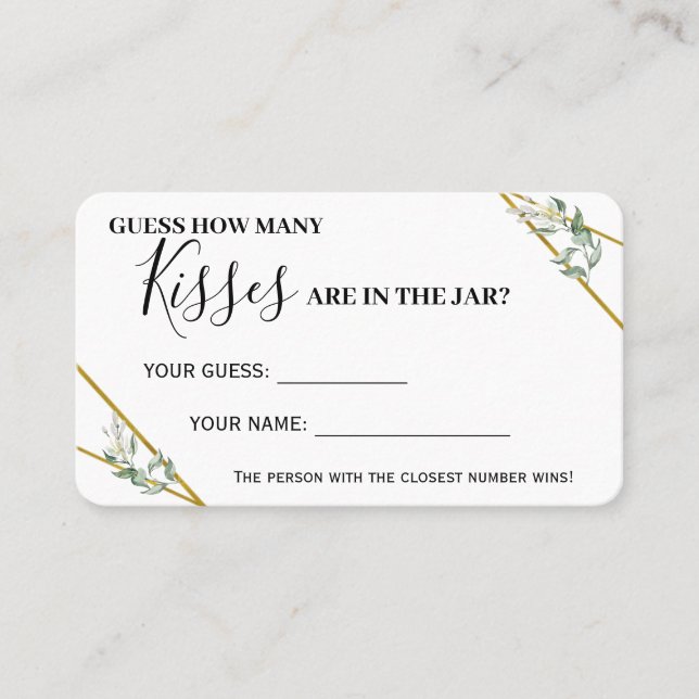 Greenere Dourado Quantos cartões de Chá de Kisses (Frente)