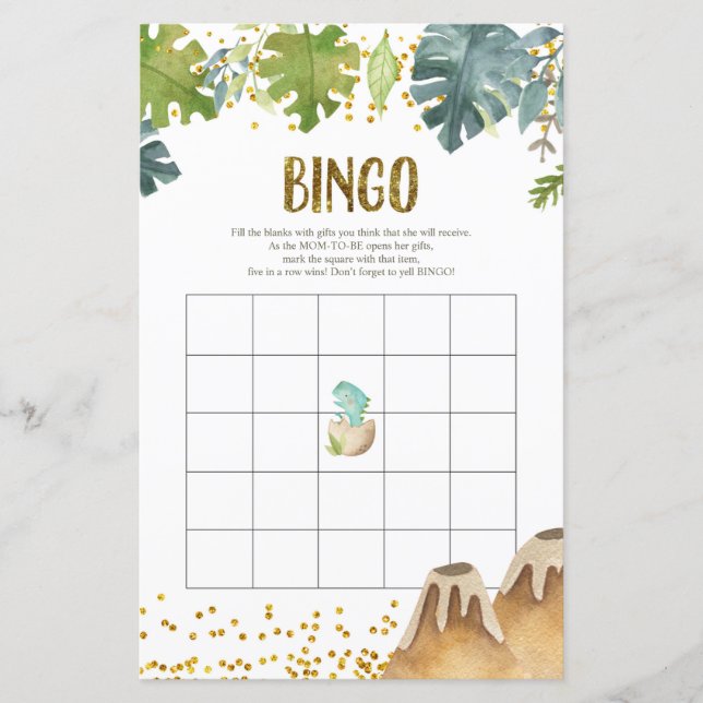 Greenerescer Dinossaur Watercolor Bingo Game (Frente)