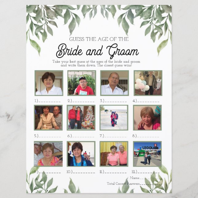 Greenery adivinha a idade da noiva e do noivo (Frente)