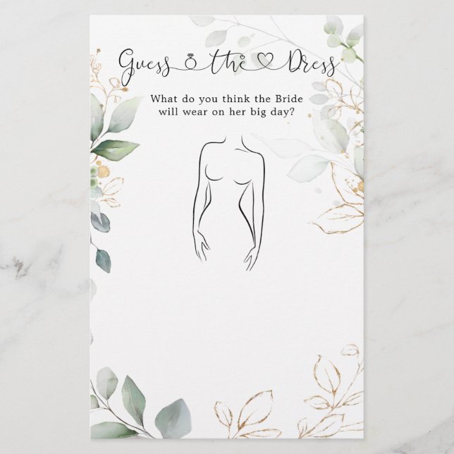 Greenery Adivinha O Jogo Do Chá de panela De Vesti (Frente)