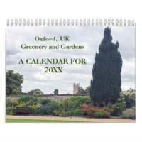 Greenery and Gardens em Oxford, calendário do Rein
