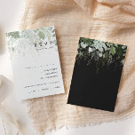 Greenery and Gold Leaf Black Menu Choice RSVP Card<br><div class="desc">We designed this greenery and gold leaf black menu choice RSVP card to complete your simple yet elegant boho wedding. It features modern green and white eucalyptus leaf, fern foliage, a succulent flower, and minimal gold foil leaves. These elements give the feel of a whimsical watercolor enchanted forest, perfect for...</div>