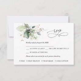 Greenery and Gold Wedding RSVP Card