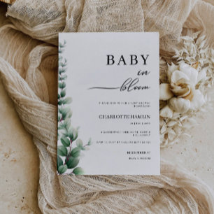 Greenery Baby em Bloom Chá de fraldas Convite