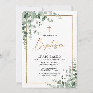 Greenery Baptism Convite