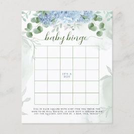 Greenery Blue hydrangea Baby Bingo Chá de fraldas