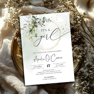 Greenery Boho é um convite para Chás de fraldas de