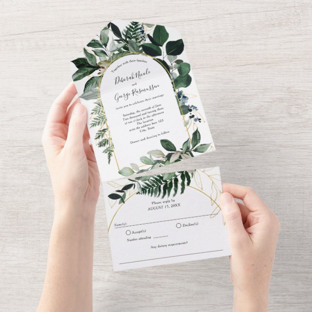 Greenery Boho Modern Arch, Casamento Jardim (Aba destacável)