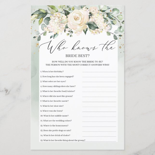 Greenery Boho Quem Sabe Melhor Jogo da Noiva (Frente)