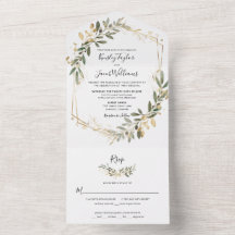 Greenery Boho Sage e Casamento Geométrico Dourado