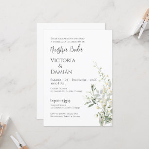 Greenery, Convite para Casamento Espanhol