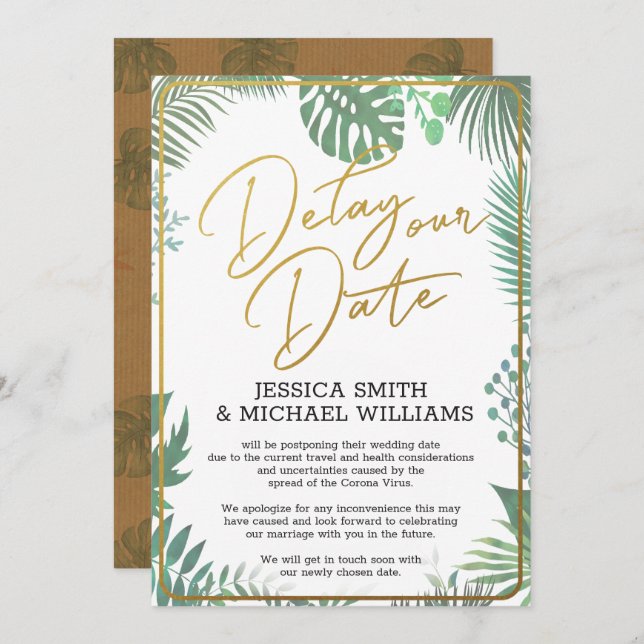 Greenery Coronavirus Atrasa O Cartão de Data (Frente/Verso)