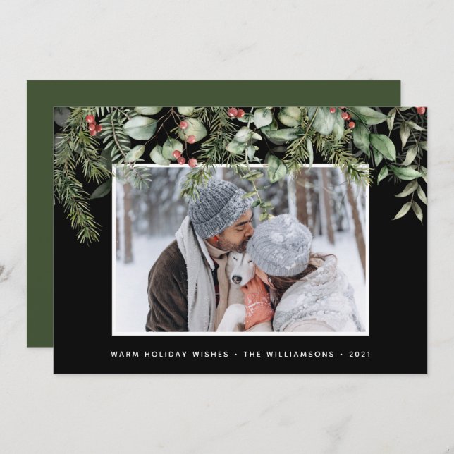 Greenery de inverno | Feriado de Pine e Berries (Frente/Verso)