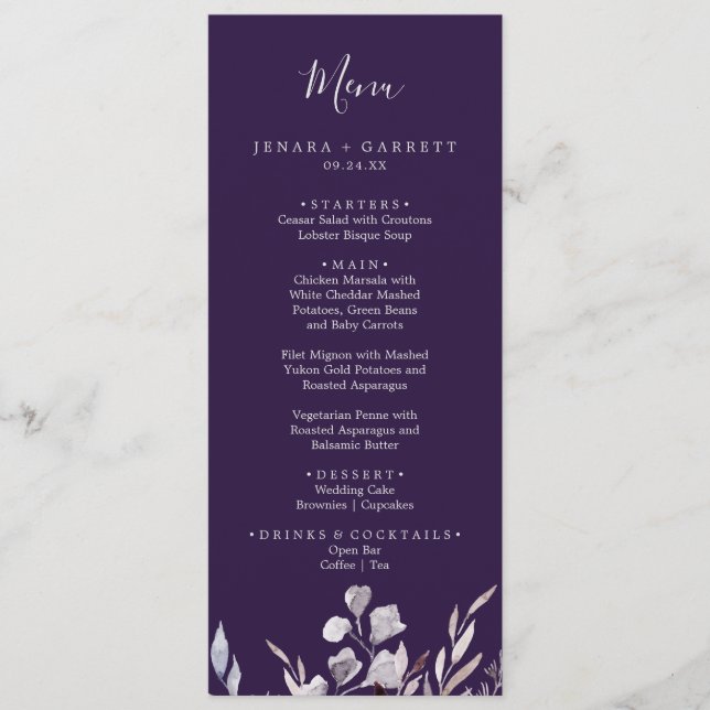 Greenery de inverno | Menu Janto Plum Wedding (Frente)