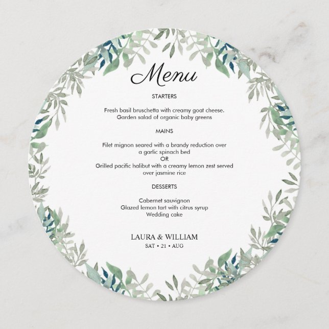Greenery Deixa O Menu De Casamento Da Plata (Frente)